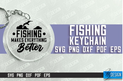 Fishing SVG Design | Round Keychain SVG Designs | Dad Keychain