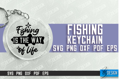 Fishing SVG Design | Round Keychain SVG Designs | Dad Keychain