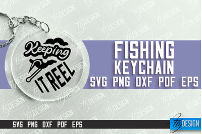 Fishing SVG Design | Round Keychain SVG Designs | Dad Keychain