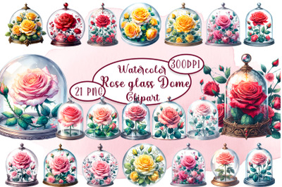 Rose Vintage Glass Dome Clipart
