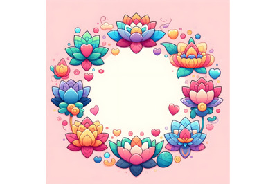 Cute Colorful Valentine Lotus frame