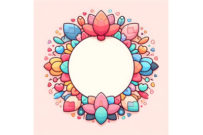 Cute Colorful Valentine Lotus frame