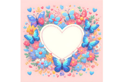 Cute Colorful Valentine butterfly shape frame