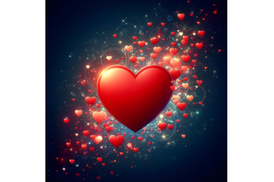 Red Heart with Floating Hearts