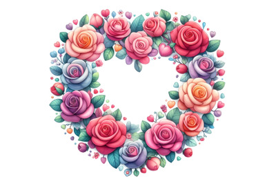 Cute Colorful Valentine rose shape frame