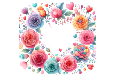 Cute Colorful Valentine rose shape frame