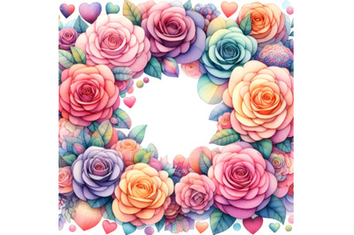 Cute Colorful Valentine rose shape frame