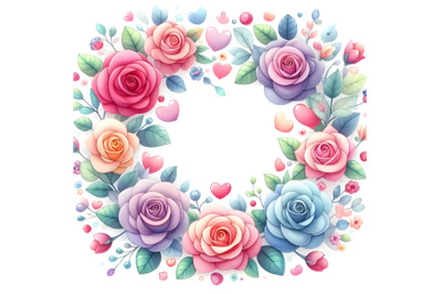 Cute Colorful Valentine rose shape frame