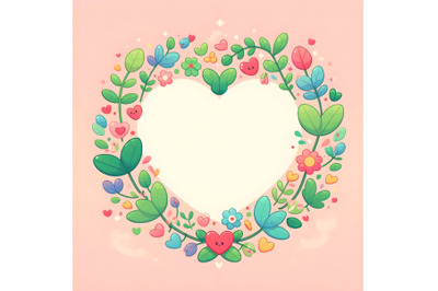 Cute Colorful Valentine green leaf shape frame