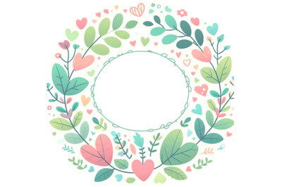 Cute Colorful Valentine green leaf shape frame