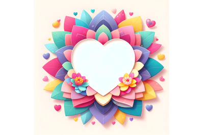 Cute Colorful Valentine Floral heart shape frame