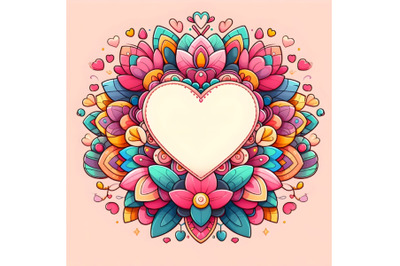 Cute Colorful Valentine Floral heart shape frame