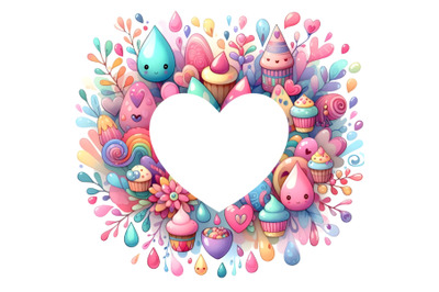 Cute Colorful Valentine waterdrop shape frame