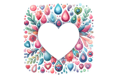 Cute Colorful Valentine waterdrop shape frame