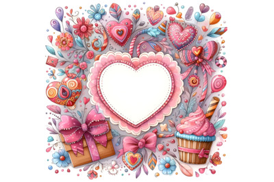 Cute Colorful Valentine  shape frame