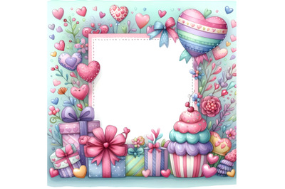 Cute Colorful Valentine  shape frame