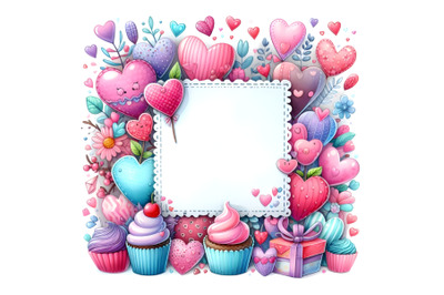 Cute Colorful Valentine  shape frame