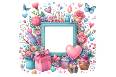 Cute Colorful Valentine  shape frame