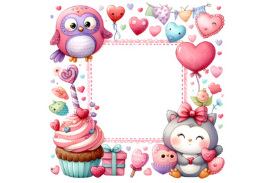 Cute Colorful Valentine adorable couple frame