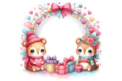 Cute Colorful Valentine adorable couple frame