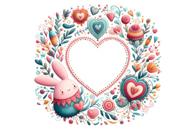 Cute Colorful Valentine ambrodery shape frame