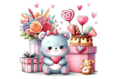 Cute Colorful Valentine adorable  watercolor