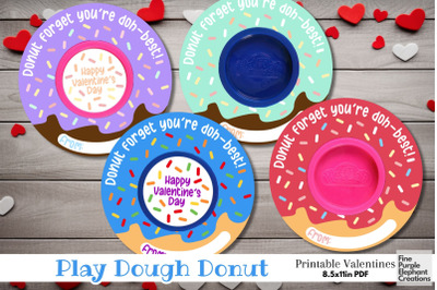 Printable Play Dough Donut Valentine | Mini Playdoh Non-Candy Favors