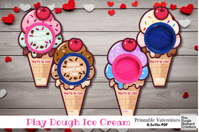 Printable Play Dough Ice Cream Valentine | Mini Playdoh Non-Candy Favo