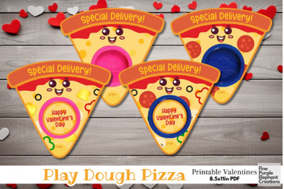 Printable Play Dough Pizza Valentine | Mini Playdoh Non-Candy Favors