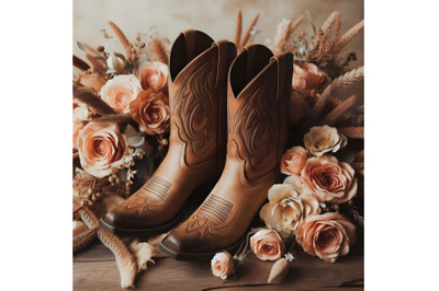 Cowboy Boots and Floral Accents for Western Decor