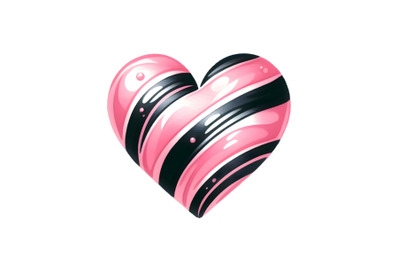 a pink heart with black and white stripes