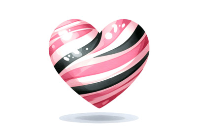 a pink heart with black and white stripes