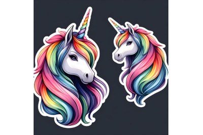 a colorful unicorn head with a rainbow mane
