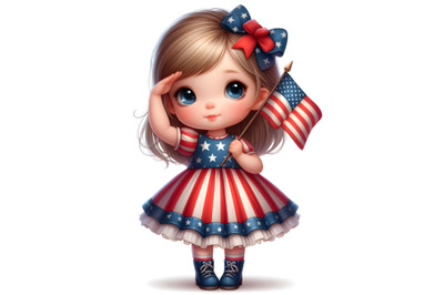 Illustration of a patriotic cute girl