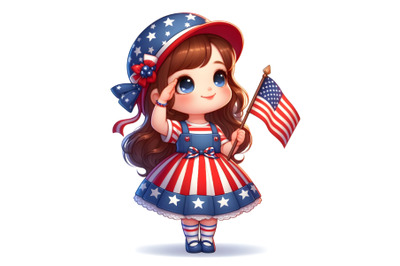 Illustration of a patriotic cute girl