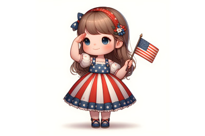 Illustration of a patriotic cute girl