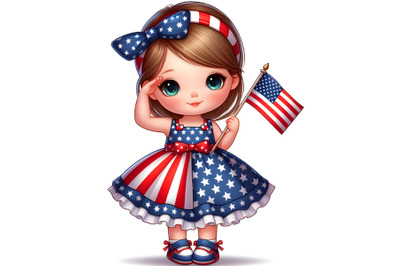 Illustration of a patriotic cute girl