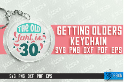 Getting Olders Quotes SVG Design | Round Keychain Designs | SVG File