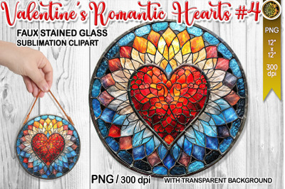 Valentine Heart Faux Stained Glass V.4