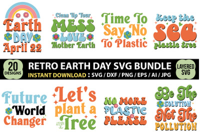 Retro Earth Day SVG Bundle