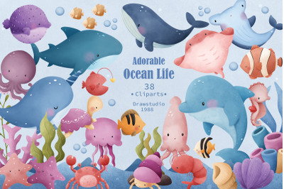 Adorable Sea-Life Illustration Set