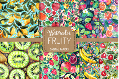 Fruity Set 2 - Tasty Watercolor Pattern Backgrounds