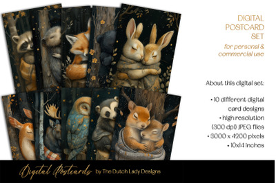 Cuddling Animals Postcards &amp; Art Prints