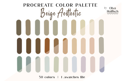 Soft Beige Procreate Color Palette. Gray Color Swatches