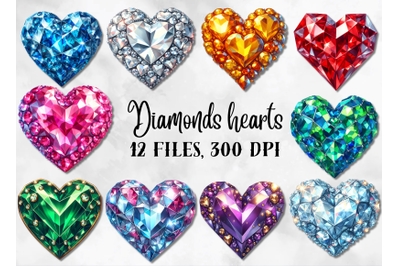 Diamonds hearts png, Valentines day