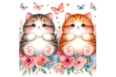 chubby cute couple kitten love