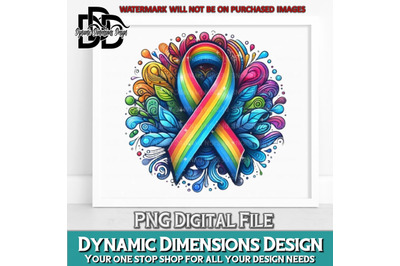 Rainbow cancer ribbon with heart PNG digital download sublimation canc