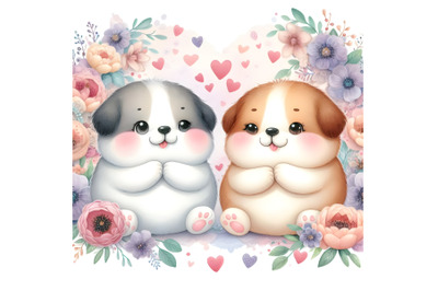 chubby cute couple dog love