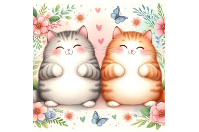 chubby cute couple cat love