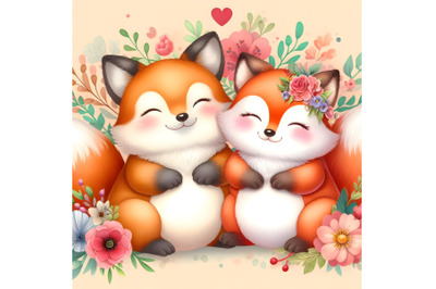 chubby cute couple fox love